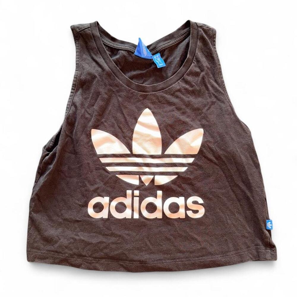 Adidas black cropped tank top